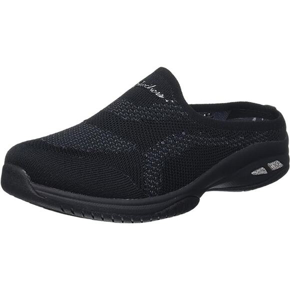 Skechers Women's Commute Time Knit to Win Women's 7.5 Black Silver Mule Sneaker - Picture 1 of 8